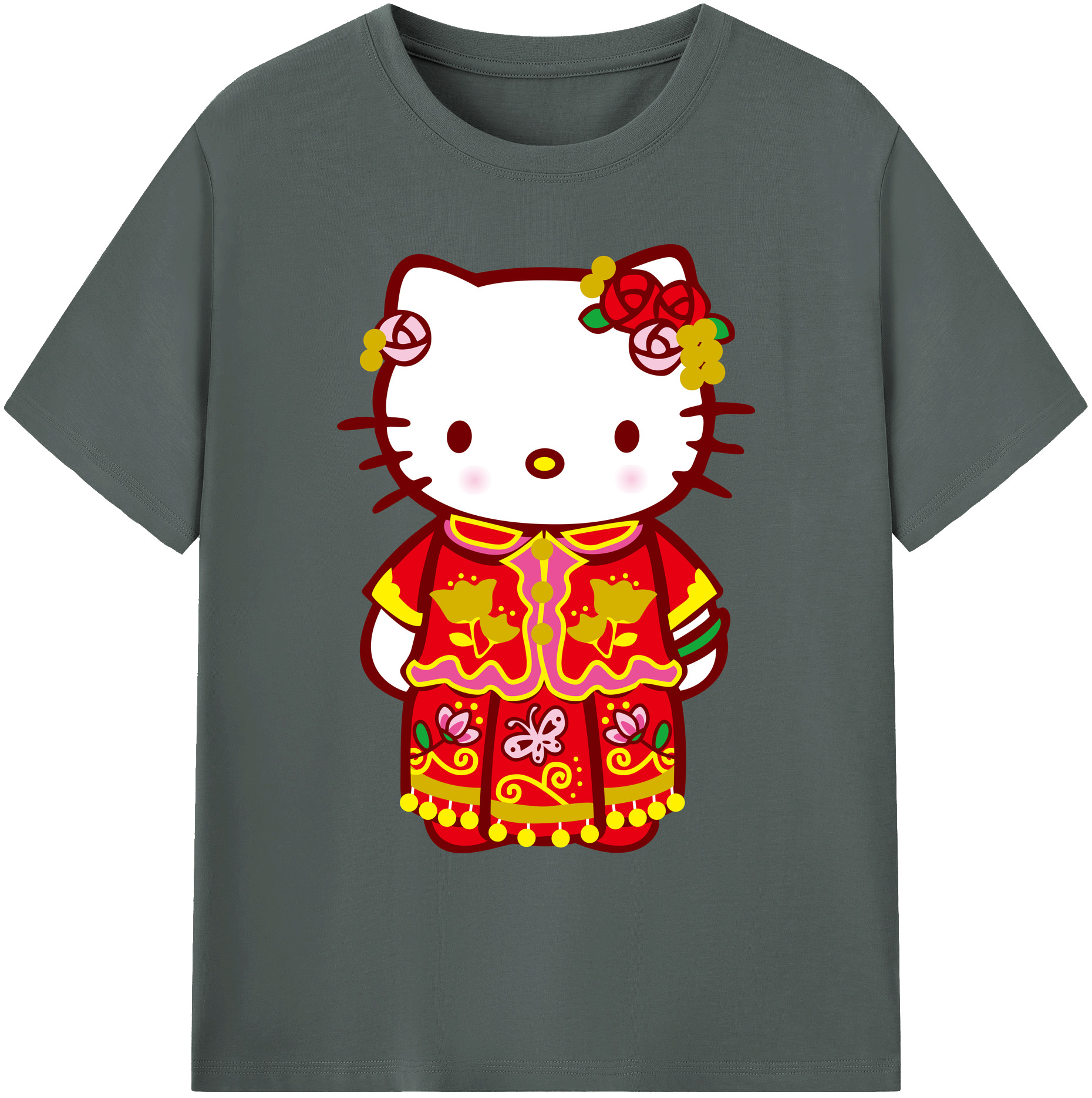 （画像用） Hello Kitty ハローキティ 綿100％ メンズ半袖Tシャツ｜肌触りやわらか＆通気性